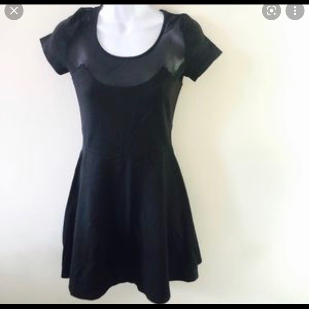 Like Mynded Black Short Sleeve Skater Dress with Sheer Cutouts